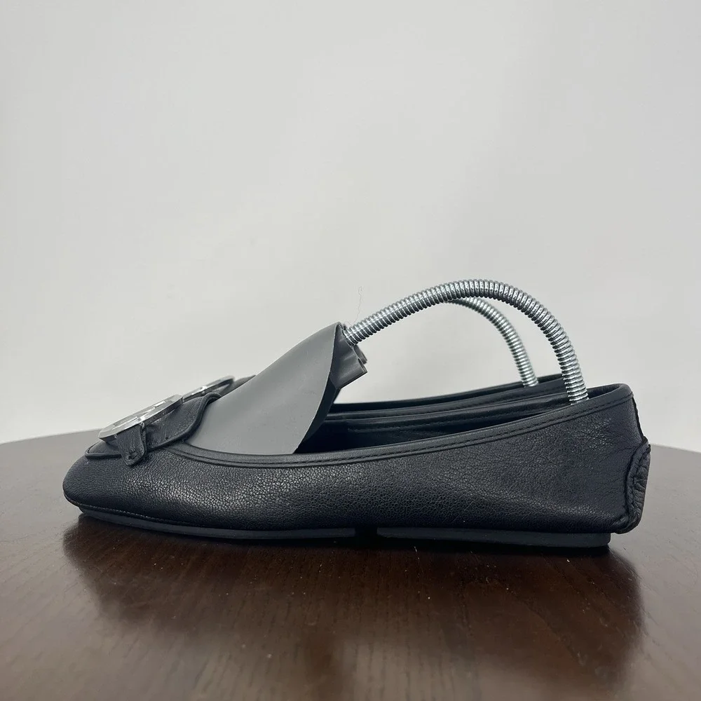 Michael Kors Lillie Shoes Women's 6.5M Black Leather Ballet Flats Ballerina Logo